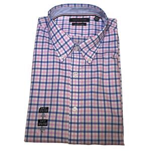 Tommy Hilfiger Men's Slim Wrinkle Free Stretch Dress Shirt Pink 17.5 32/33 $85
